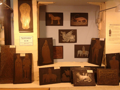 Selection of brasses for brass rubbing.