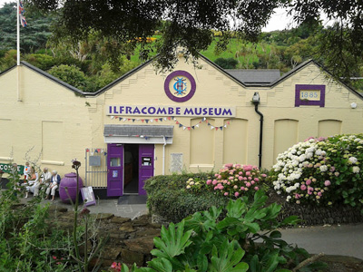The front entrance of the Ilfracombe Museum, house within the old laundry building of the Ilfracombe Hotel.